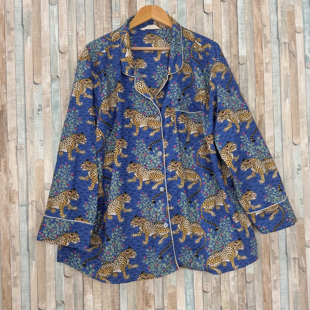 Printfresh Bagheera Leopard Long Sleeve Sleep Pajama Shirt Top Organic Cotton 5X